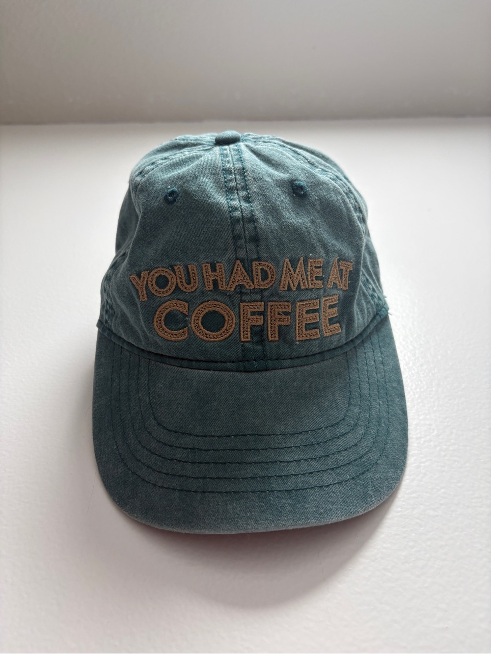 YOU HAD ME AT COFFEE Green Cotton Baseball Cap
